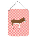 CarolineS Treasures Pink Check Miniature Mediterranian Donkey Metal Print, 16Hx12W, Multicolor