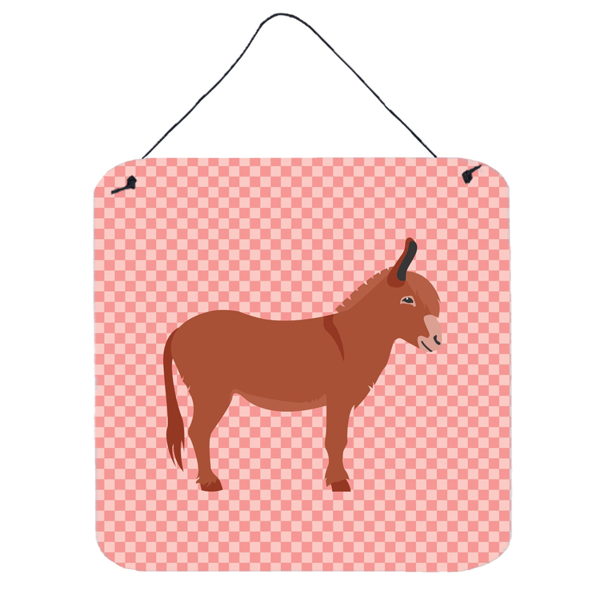 CarolineS Treasures Pink Irish Donkey Check Metal Print, 6 Inch  Inch  H X 6 Inch  Inch  W