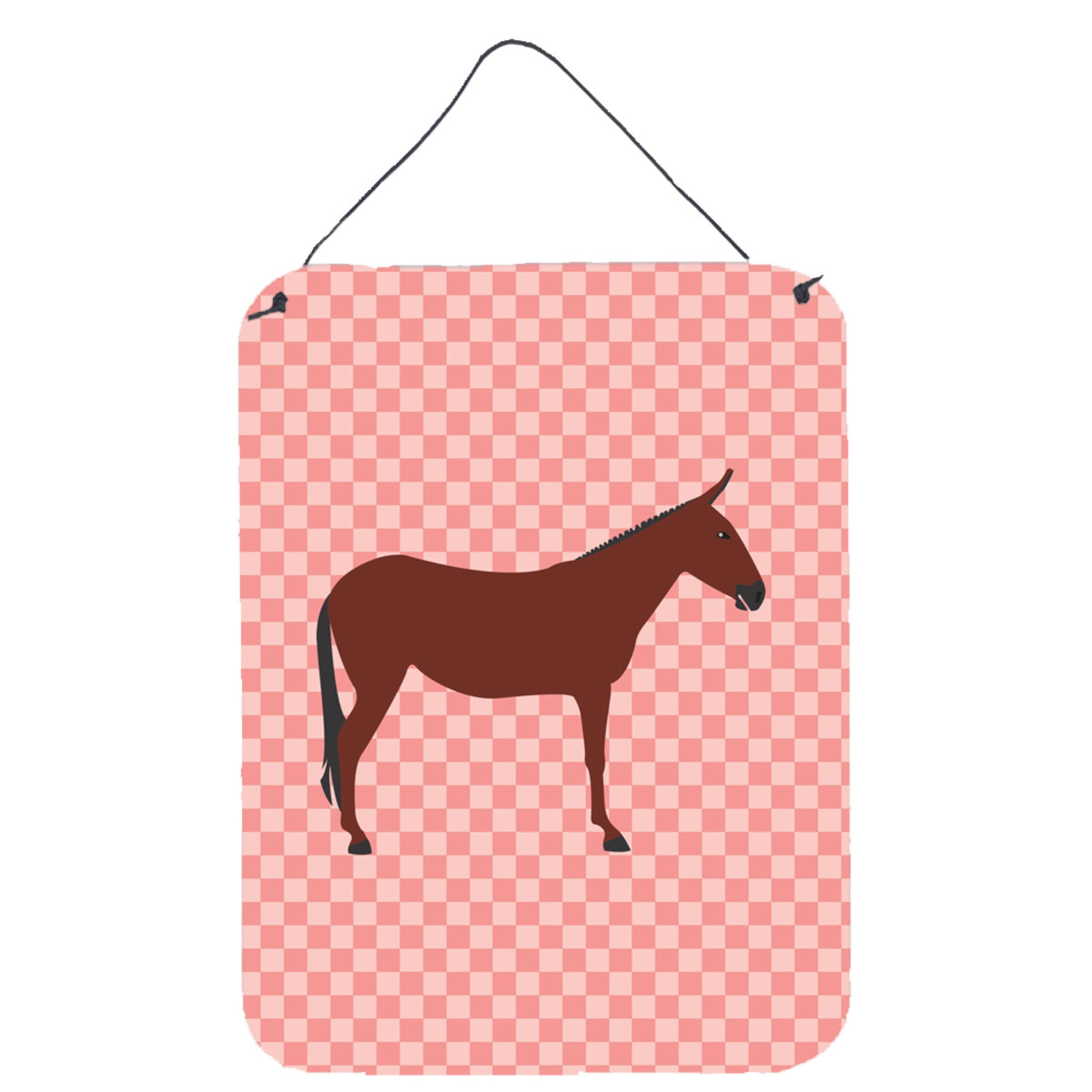 CarolineS Treasures Hinny Horse Donkey Pink Check Metal Print, 16Hx12W, Multicolor