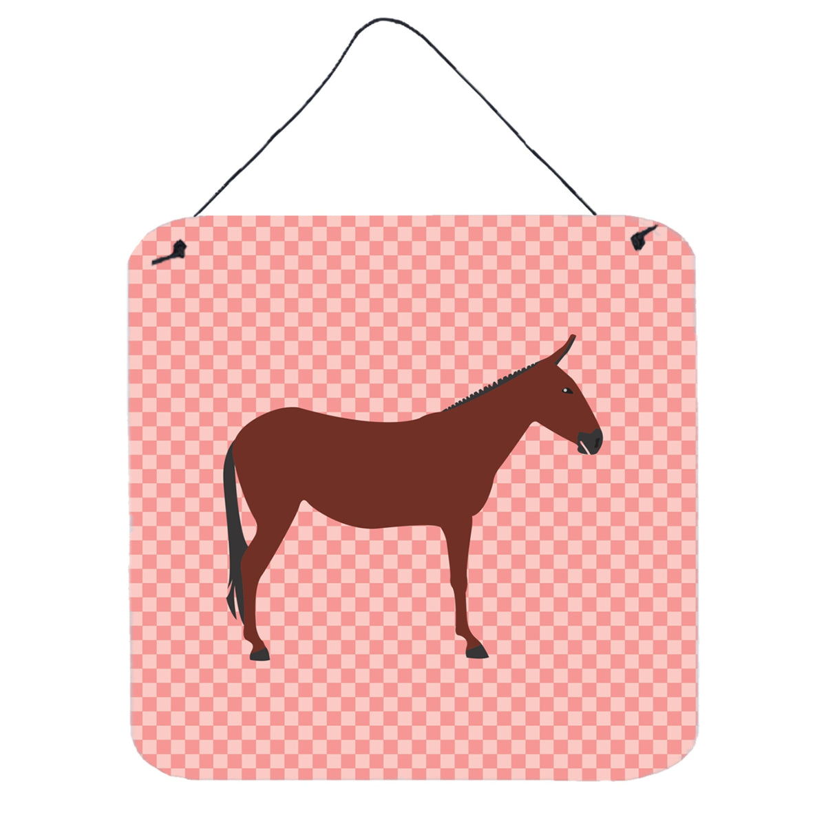 CarolineS Treasures Pink Hinny Horse Donkey Check Metal Print, 6 Inch  Inch  H X 6 Inch  Inch  W