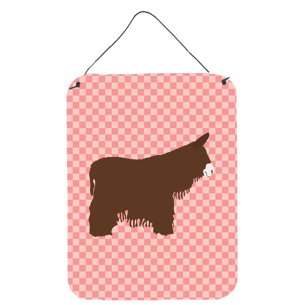 CarolineS Treasures Poitou Poiteuin Donkey Pink Check Metal Print, 16Hx12W, Multicolor