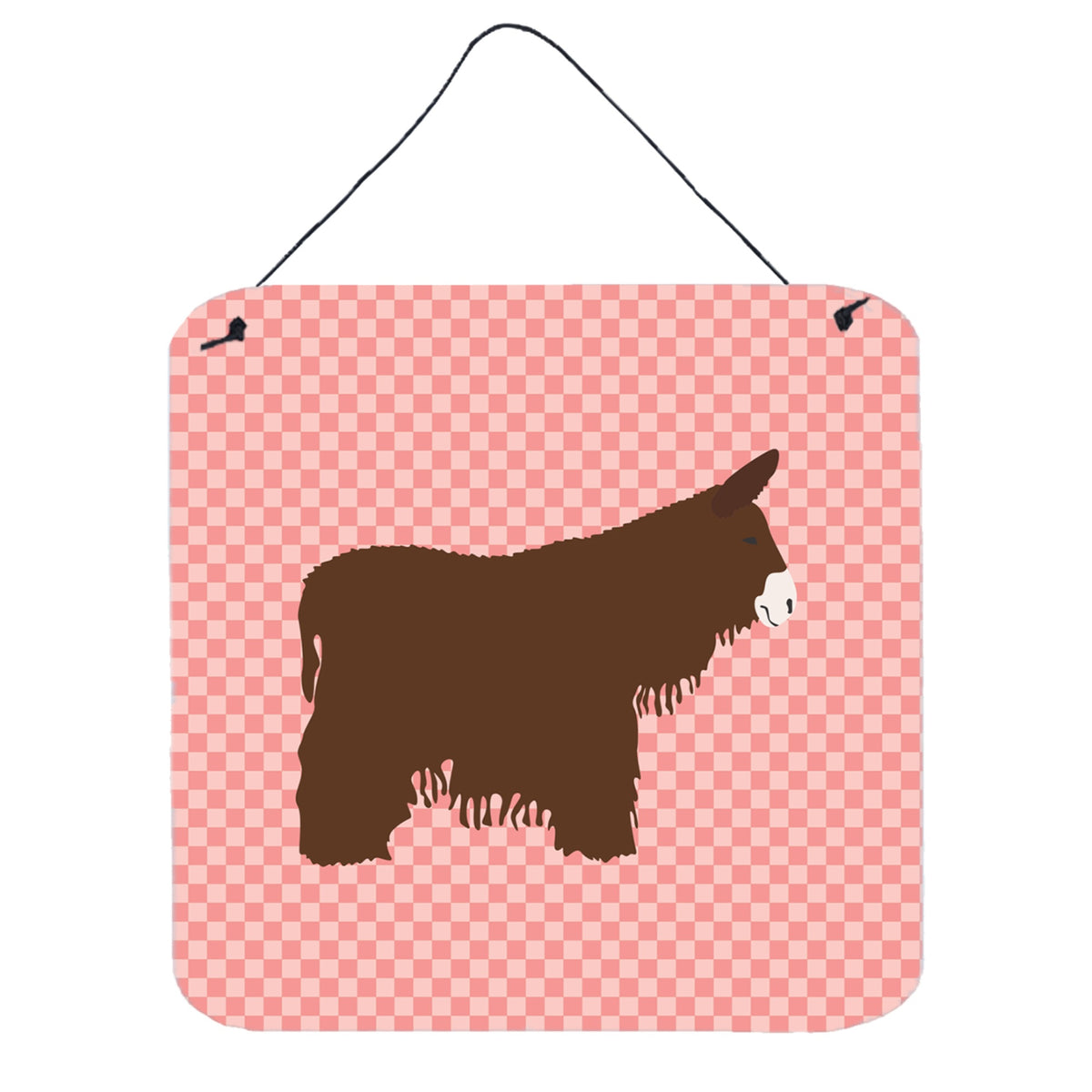 CarolineS Treasures Pink Poitou Poiteuin Donkey Check Metal Print, 6 Inch  Inch  H X 6 Inch  Inch  W