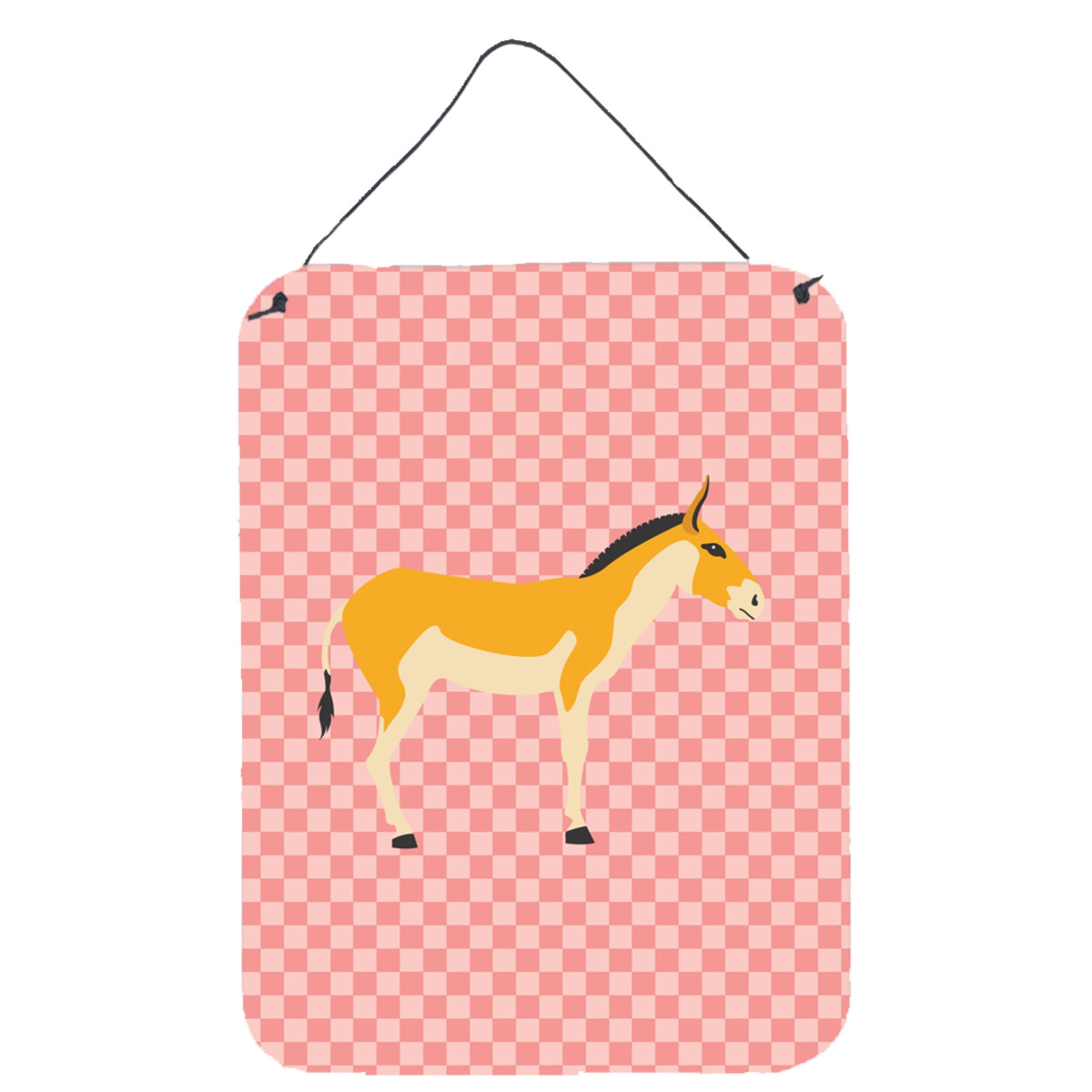 CarolineS Treasures Turkmenian Kulan Donkey Pink Check Metal Print, 16Hx12W, Multicolor
