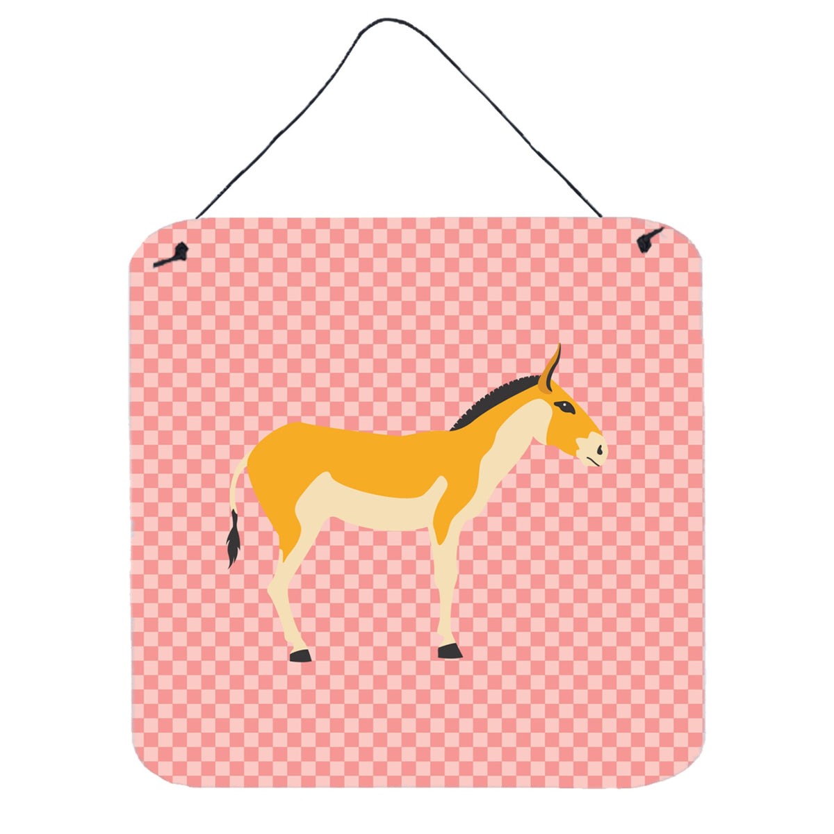 CarolineS Treasures Pink Turkmenian Kulan Donkey Check Metal Print, 6Hx6W