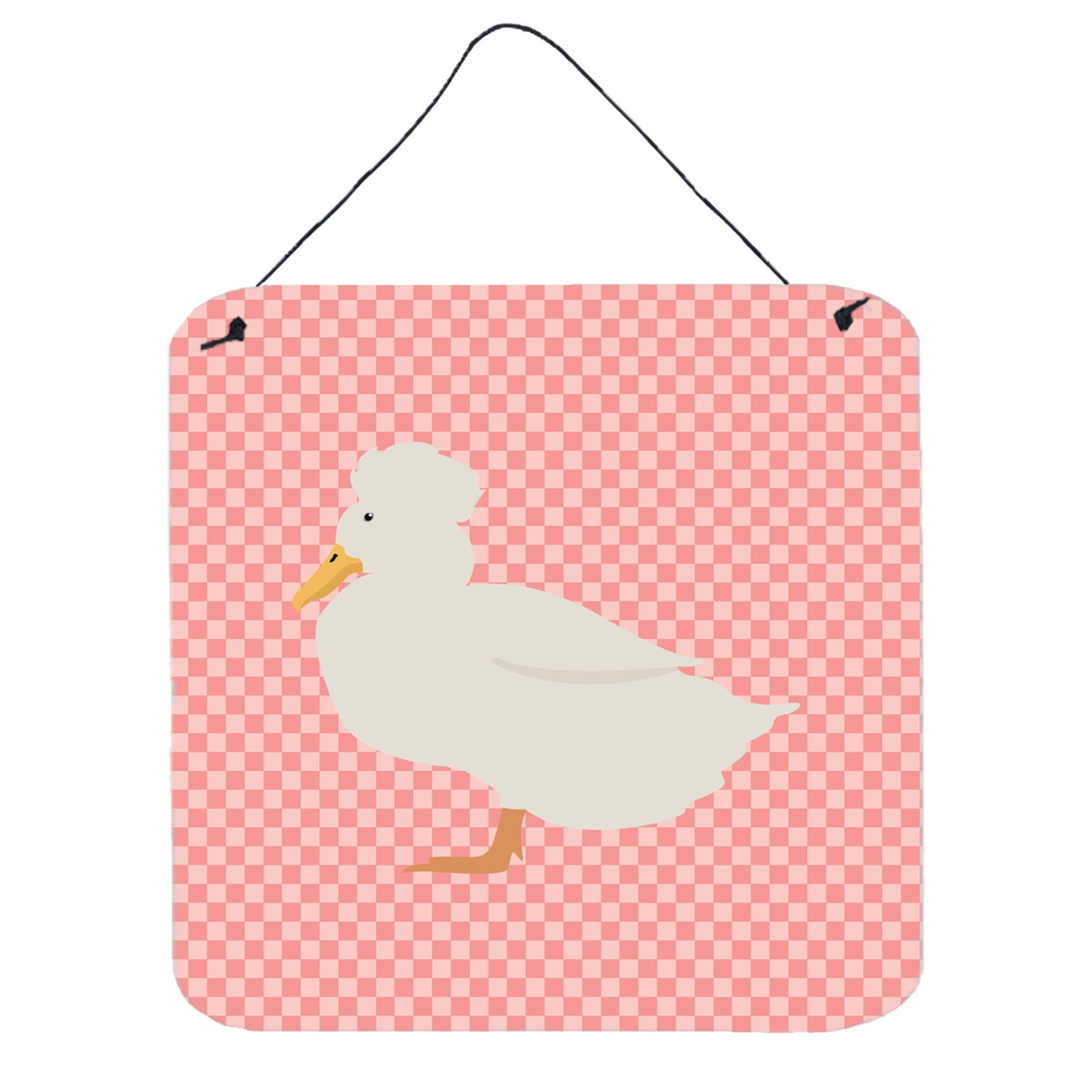 CarolineS Treasures Pink Crested Duck Check Metal Print, 6Hx6W