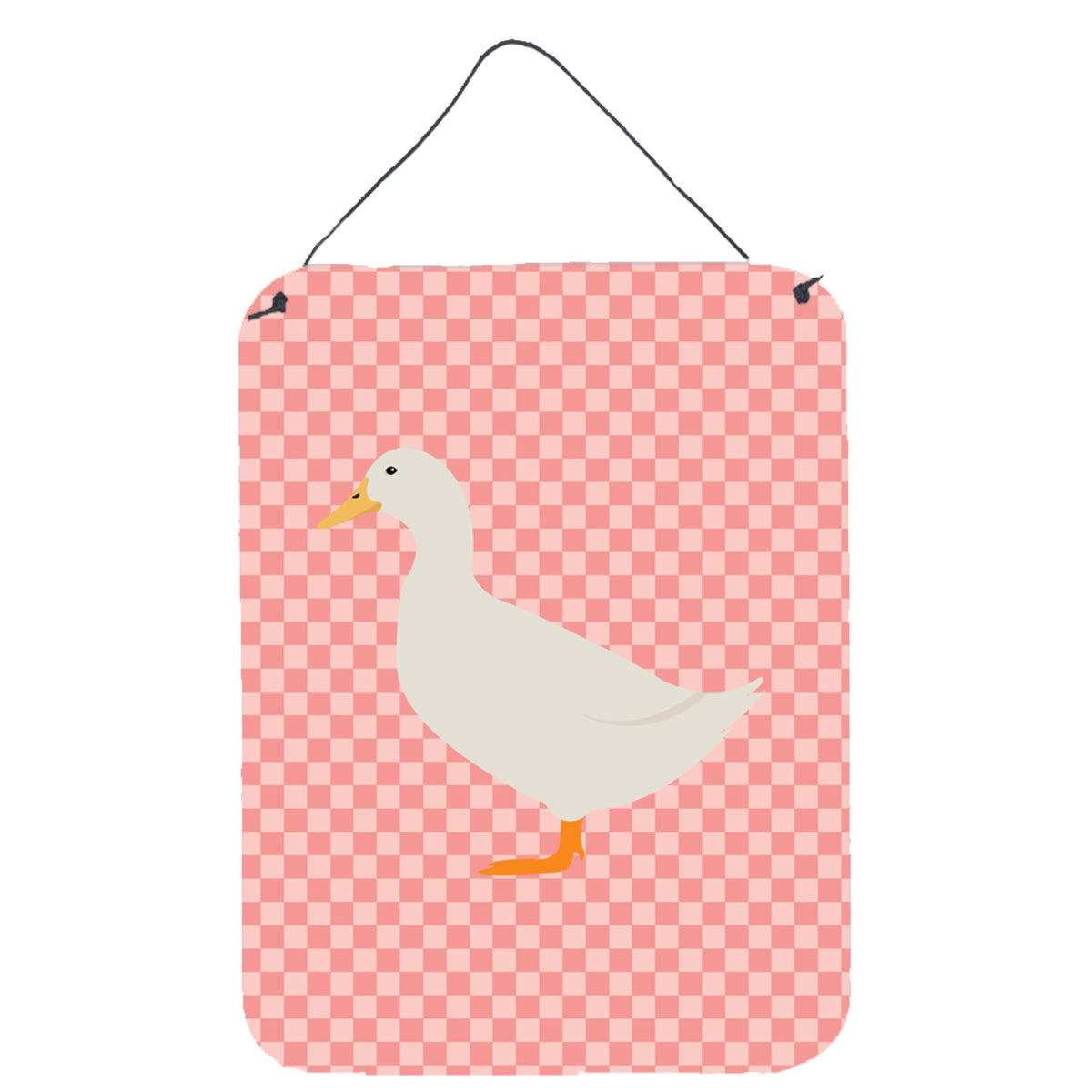 CarolineS Treasures American Pekin Duck Pink Check Metal Print, 16Hx12W, Multicolor