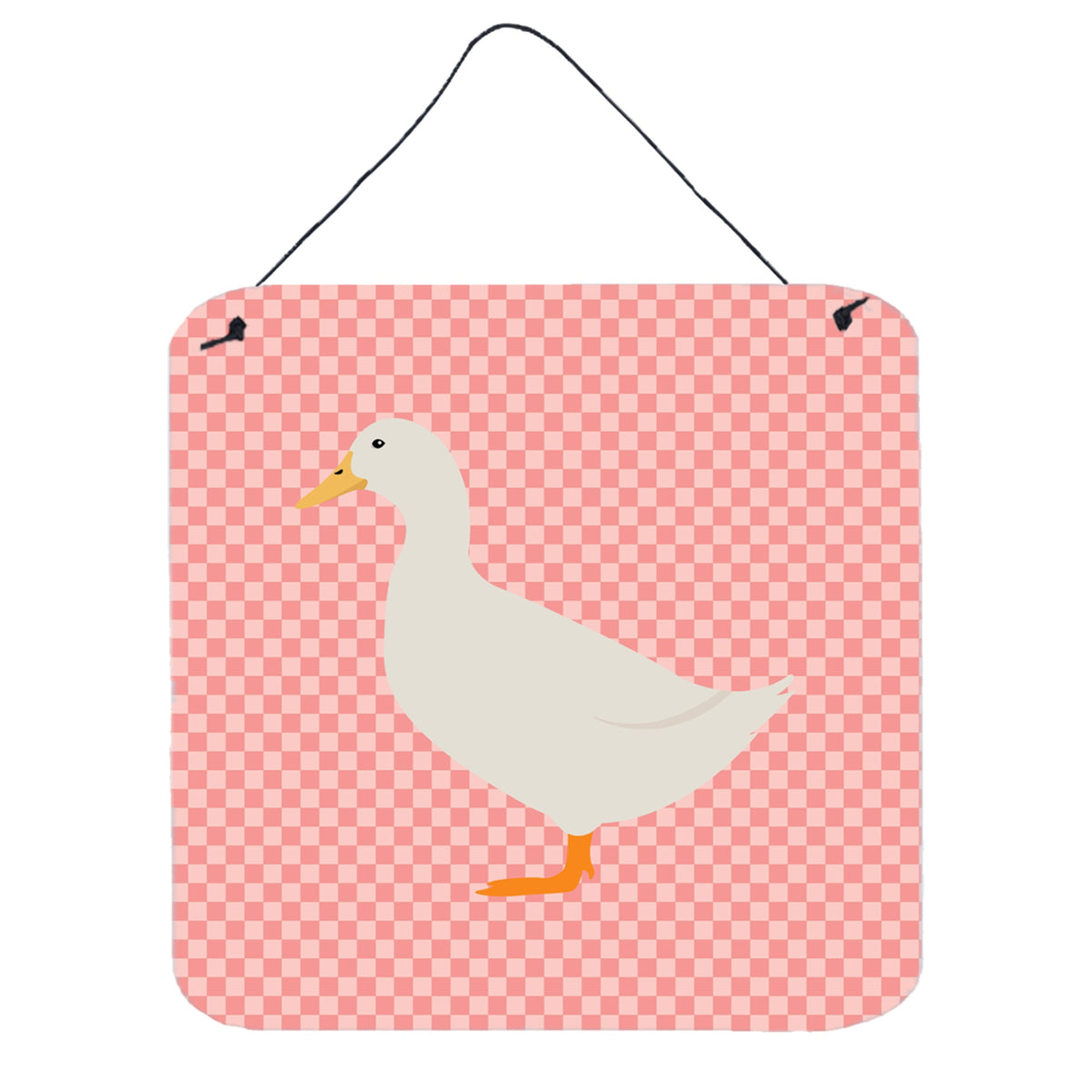 CarolineS Treasures Pink American Pekin Duck Check Metal Print, 6 Inch  Inch  H X 6 Inch  Inch  W