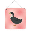 CarolineS Treasures Pink Blue Swedish Duck Check Metal Print, 6Hx6W