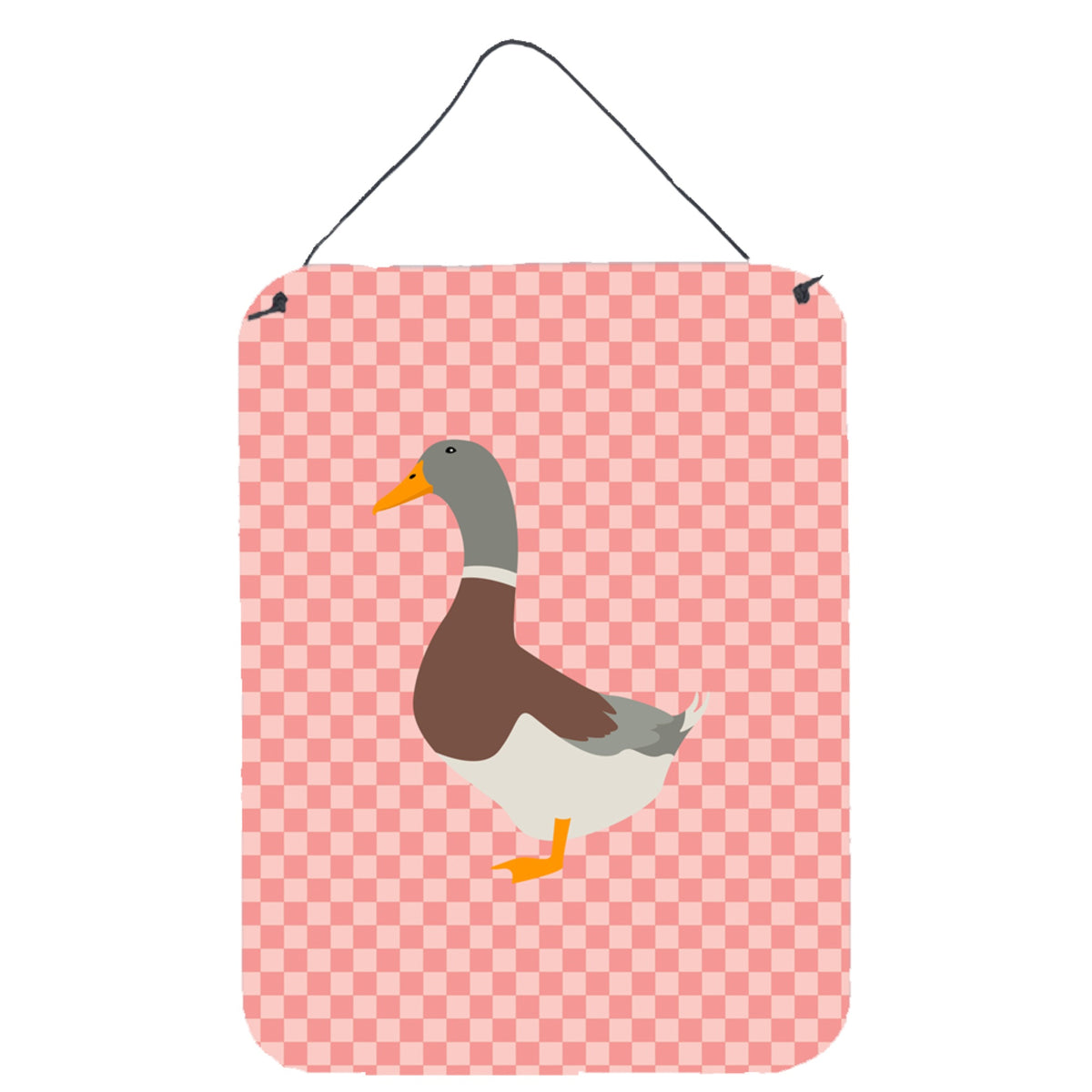 CarolineS Treasures Saxony Sachsenente Duck Pink Check Metal Print, 16Hx12W, Multicolor