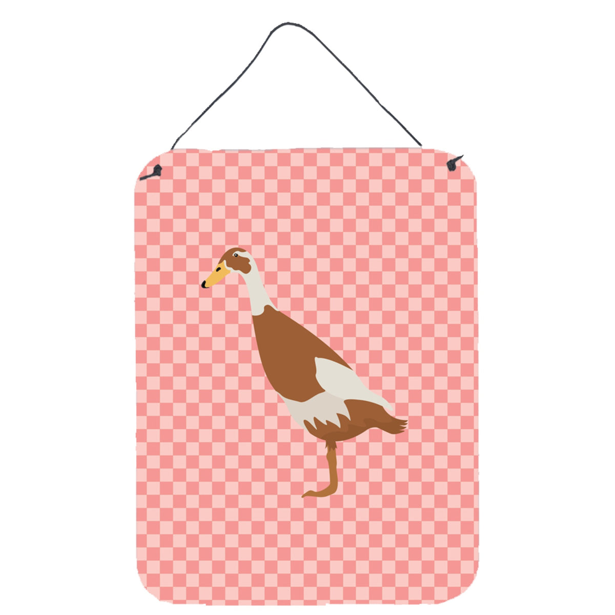 CarolineS Treasures Indian Runner Duck Pink Check Metal Print, 16Hx12W, Multicolor
