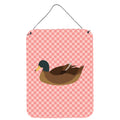 CarolineS Treasures Khaki Campbell Duck Pink Check Metal Print, 16Hx12W, Multicolor