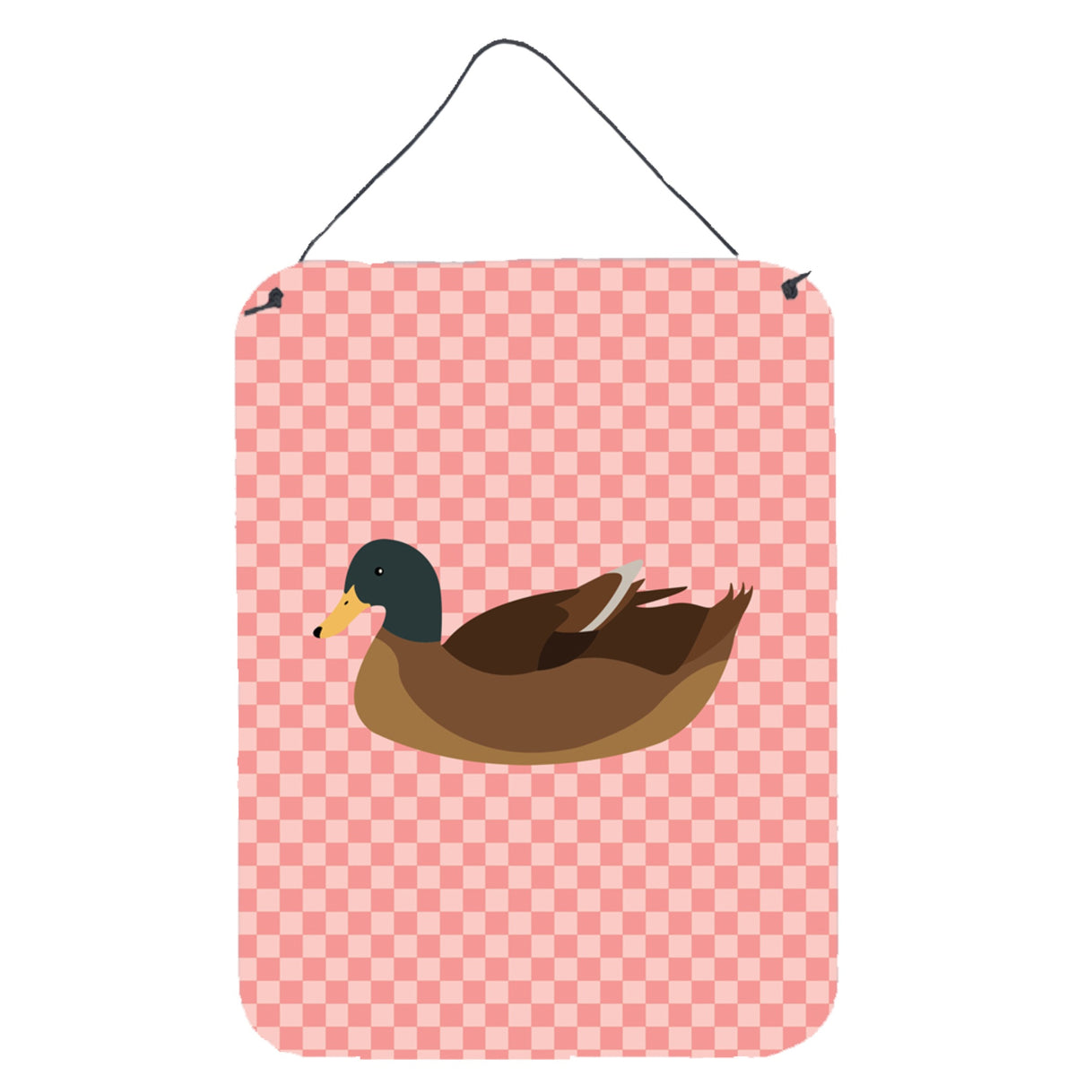 CarolineS Treasures Khaki Campbell Duck Pink Check Metal Print, 16Hx12W, Multicolor