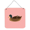 CarolineS Treasures Pink Khaki Campbell Duck Check Metal Print, 6 Inch  Inch  H X 6 Inch  Inch  W