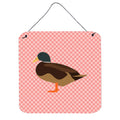 CarolineS Treasures Pink Silver Bantam Duck Check Metal Print, 6 Inch  Inch  H X 6 Inch  Inch  W