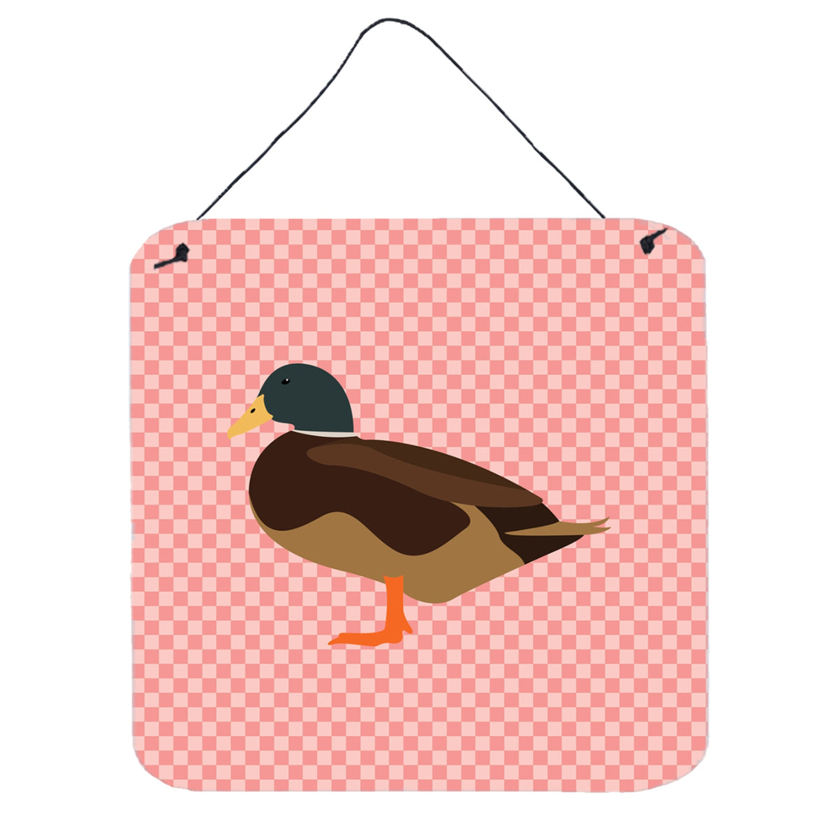CarolineS Treasures Pink Silver Bantam Duck Check Metal Print, 6 Inch  Inch  H X 6 Inch  Inch  W