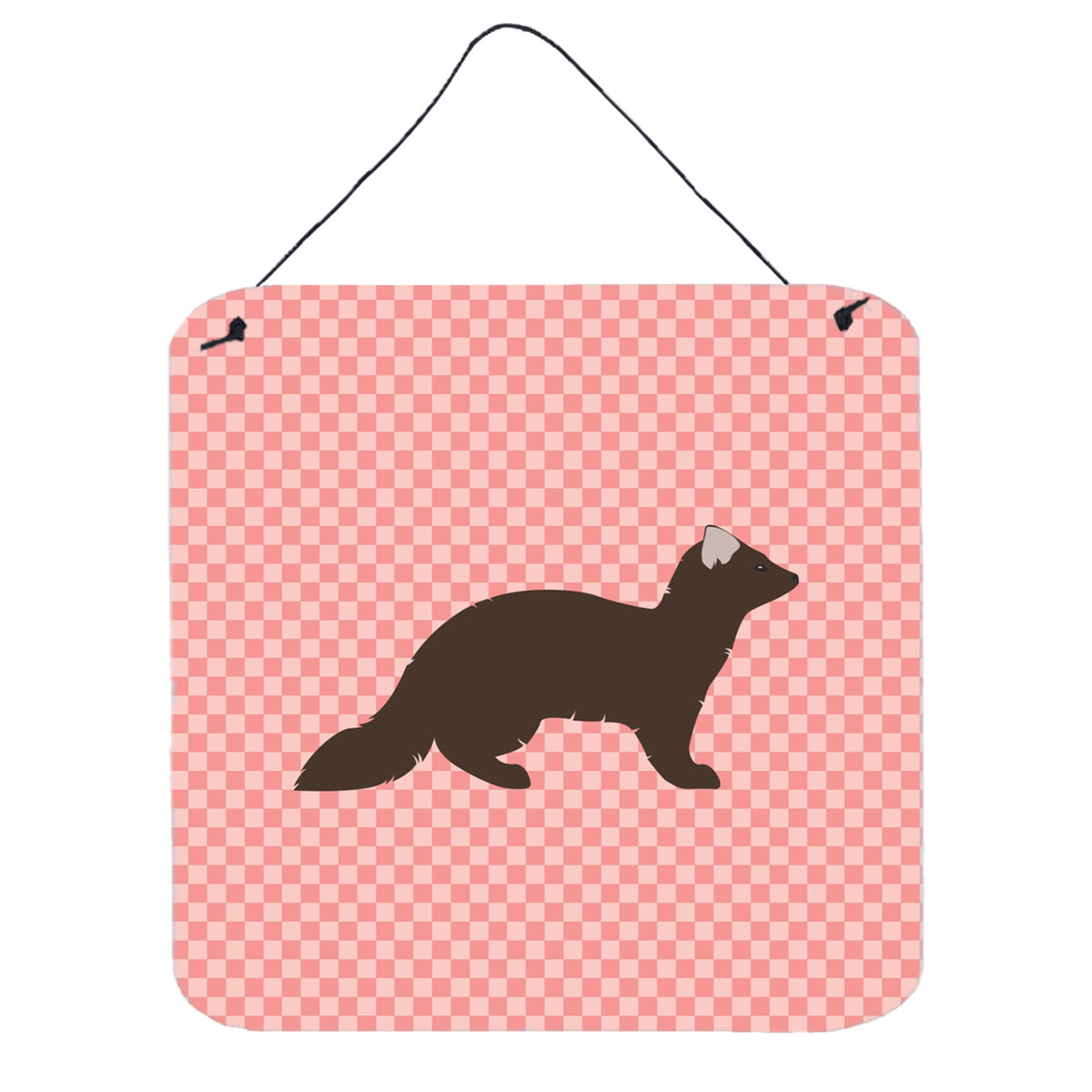 CarolineS Treasures Pink Sable Marten Check Metal Print, 6 Inch  Inch  H X 6 Inch  Inch  W