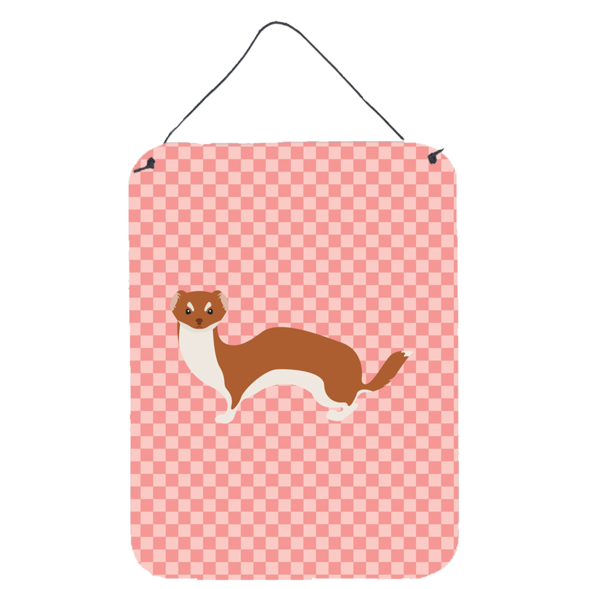 CarolineS Treasures Weasel Pink Check Metal Print, 16Hx12W, Multicolor