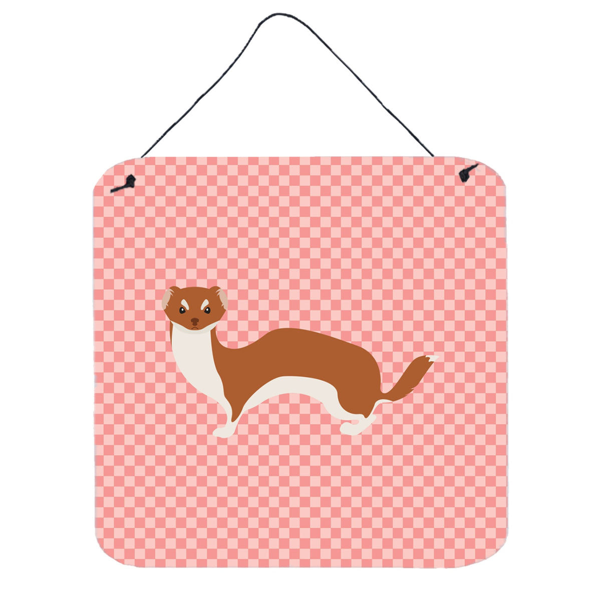 CarolineS Treasures Pink Weasel Check Metal Print, 6 Inch  Inch  H X 6 Inch  Inch  W