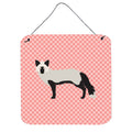 CarolineS Treasures Pink Silver Fox Check Metal Print, 6 Inch  Inch  H X 6 Inch  Inch  W