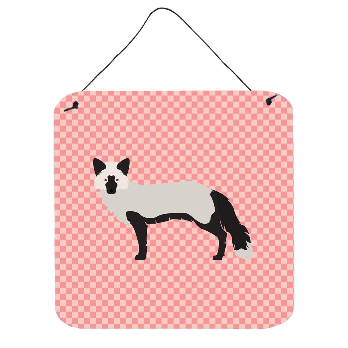 CarolineS Treasures Pink Silver Fox Check Metal Print, 6 Inch  Inch  H X 6 Inch  Inch  W