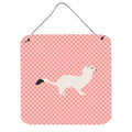 CarolineS Treasures Pink Stoat Shorttailed Weasel Check Metal Print, 6Hx6W