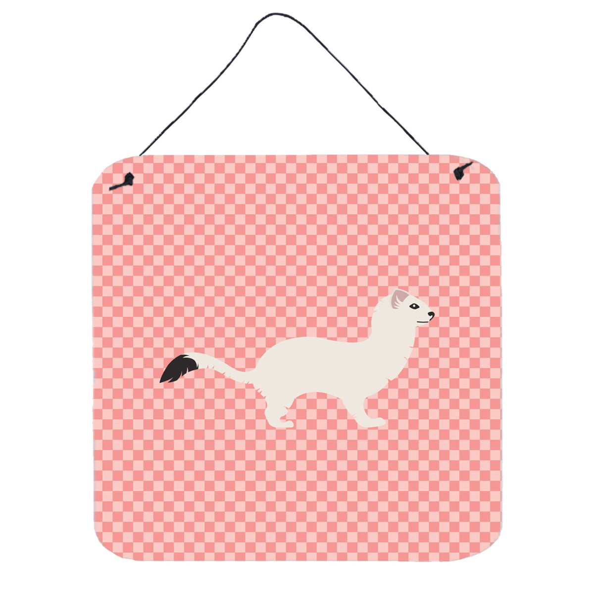 CarolineS Treasures Pink Stoat Shorttailed Weasel Check Metal Print, 6Hx6W
