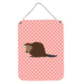 CarolineS Treasures Eurasian Beaver Pink Check Metal Print, 16Hx12W, Multicolor