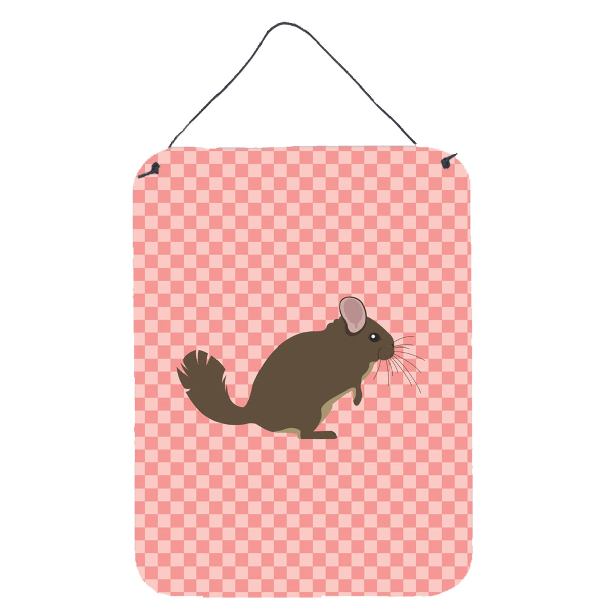 CarolineS Treasures Chinchilla Pink Check Metal Print, 16Hx12W, Multicolor
