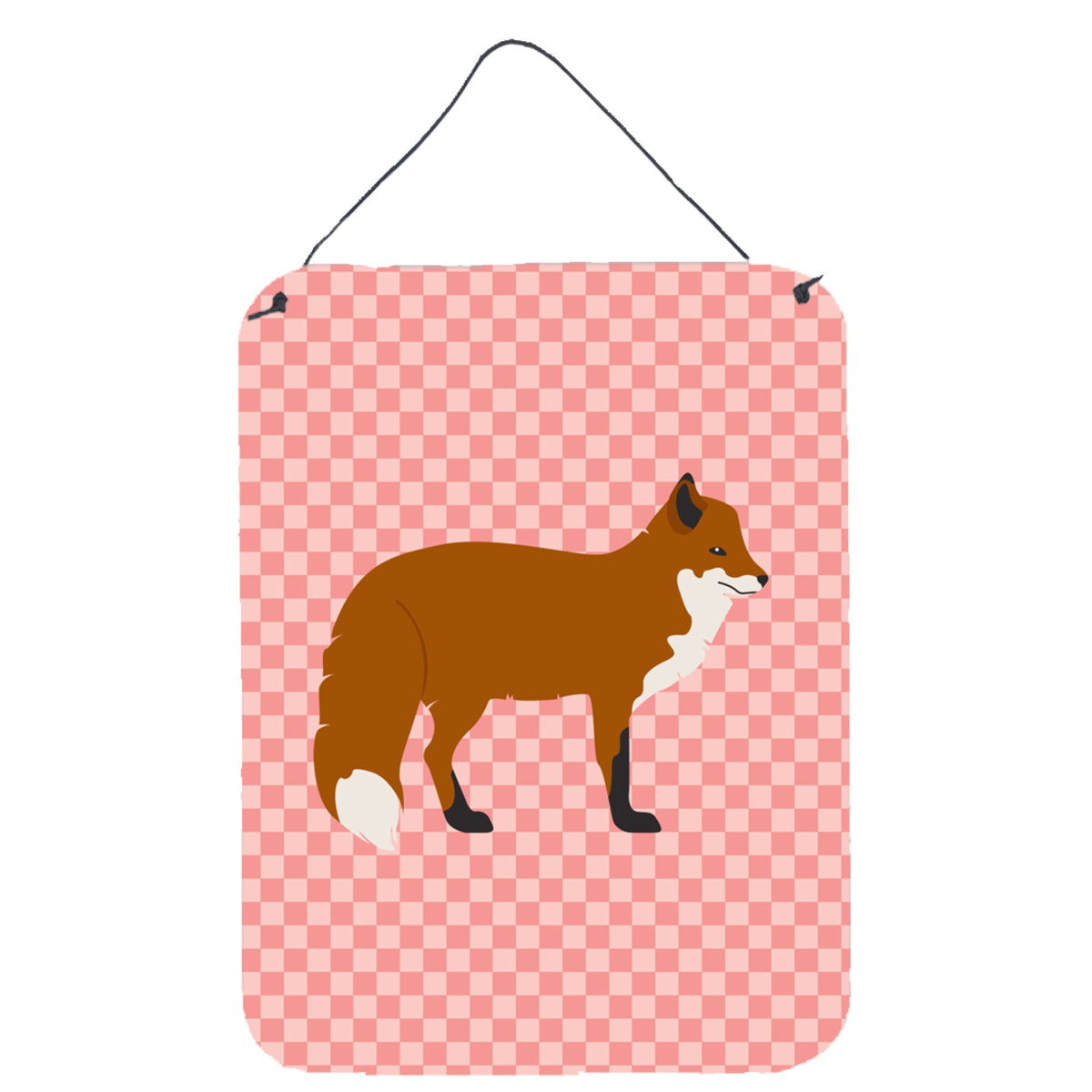 CarolineS Treasures Red Fox Pink Check Metal Print, 16Hx12W, Multicolor