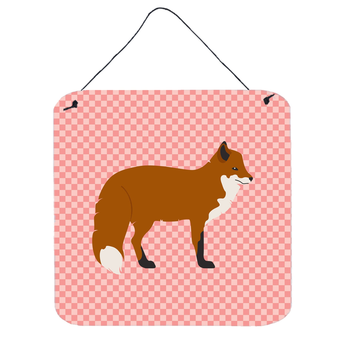 CarolineS Treasures Pink Red Fox Check Metal Print, 6Hx6W