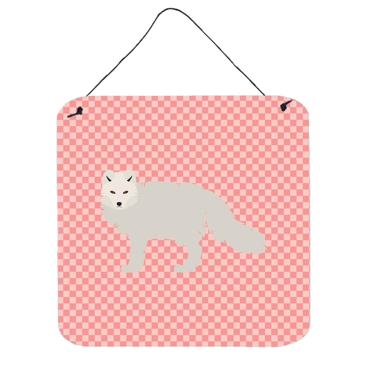 CarolineS Treasures Pink White Arctic Fox Check Metal Print, 6 Inch  Inch  H X 6 Inch  Inch  W