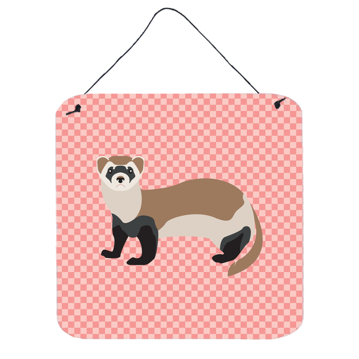 CarolineS Treasures Pink Ferret Check Metal Print, 6 Inch  Inch  H X 6 Inch  Inch  W