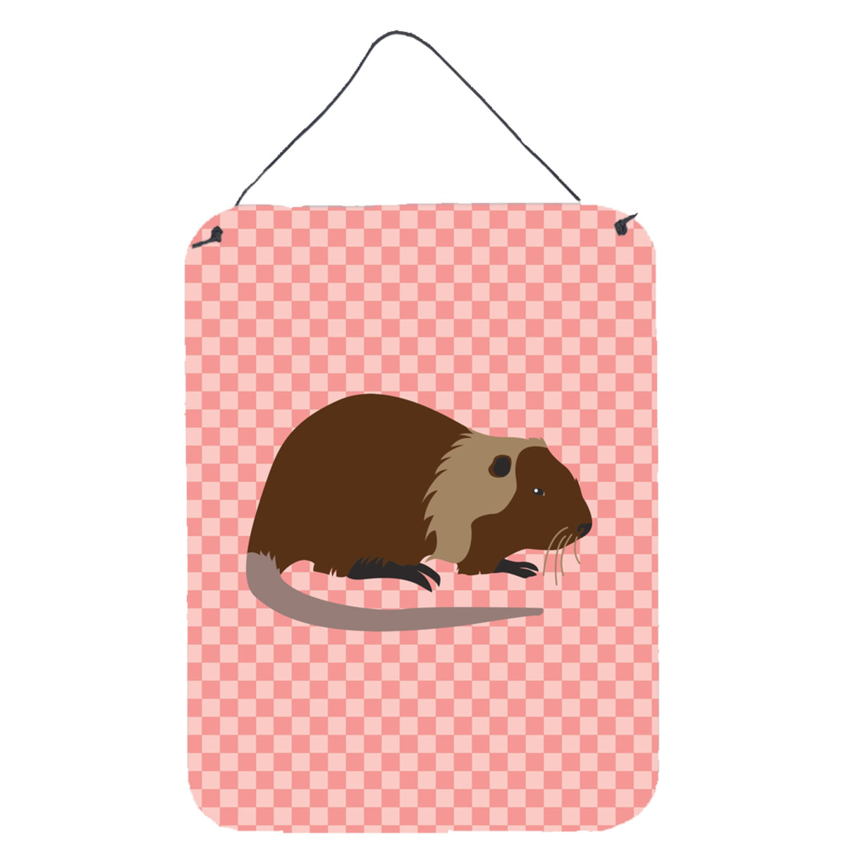 CarolineS Treasures Coypu Nutria River Rat Pink Check Metal Print, 16Hx12W, Multicolor