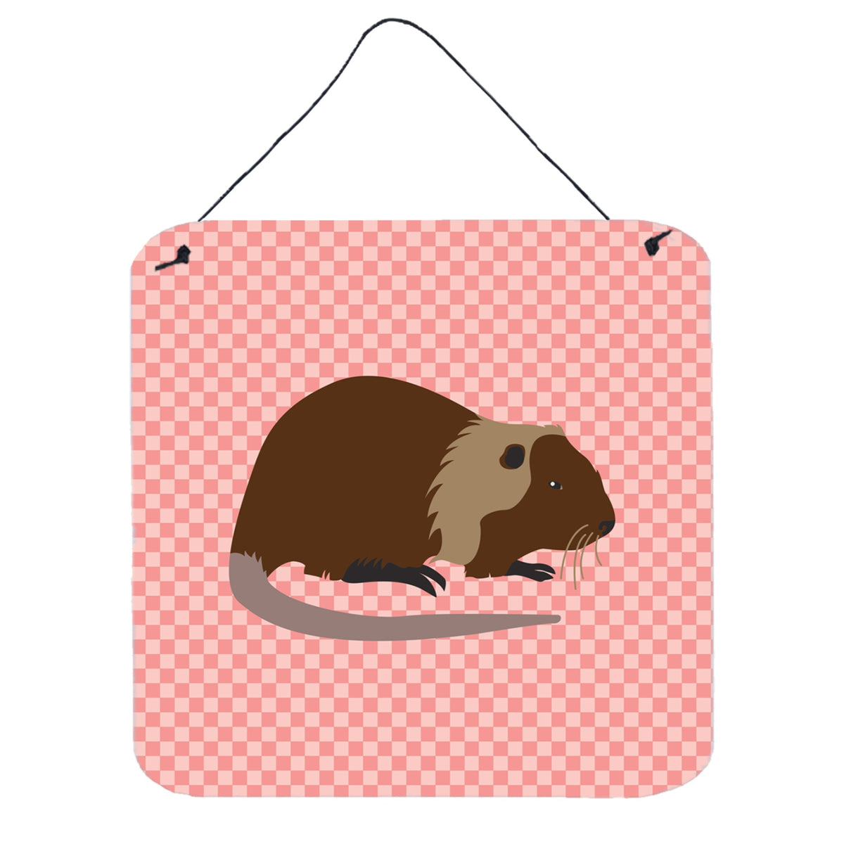 CarolineS Treasures Pink Coypu Nutria River Rat Check Metal Print, 6Hx6W