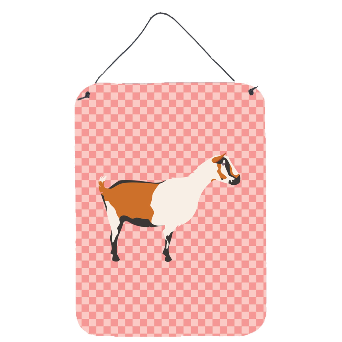 CarolineS Treasures Alpine Goat Pink Check Metal Print, 16Hx12W, Multicolor