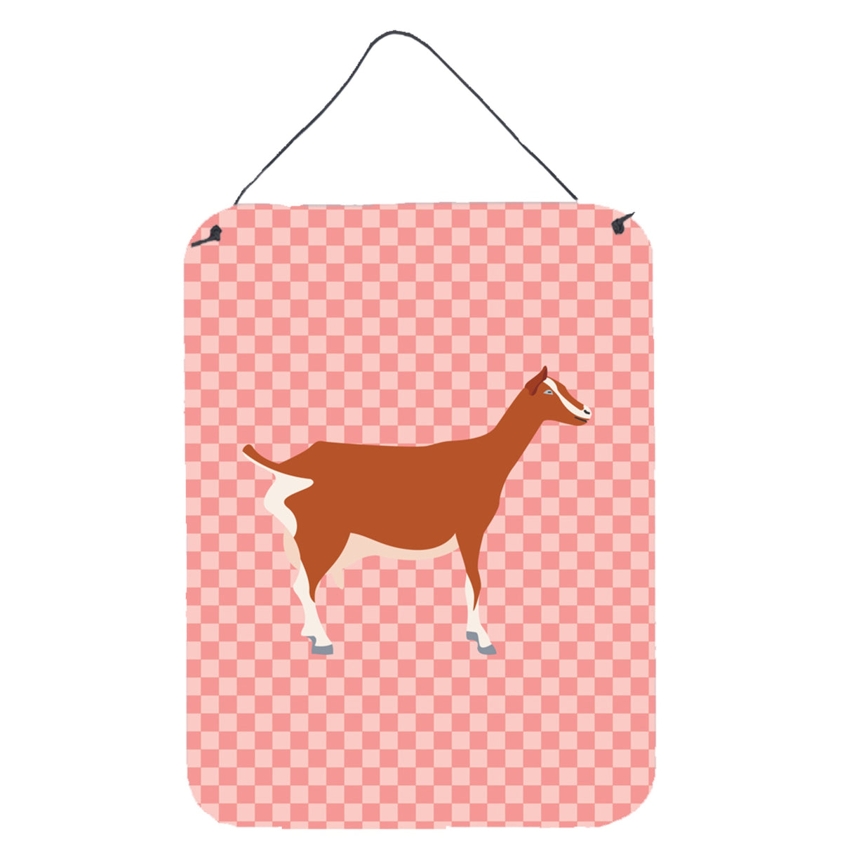 CarolineS Treasures Toggenburger Goat Pink Check Metal Print, 16Hx12W, Multicolor