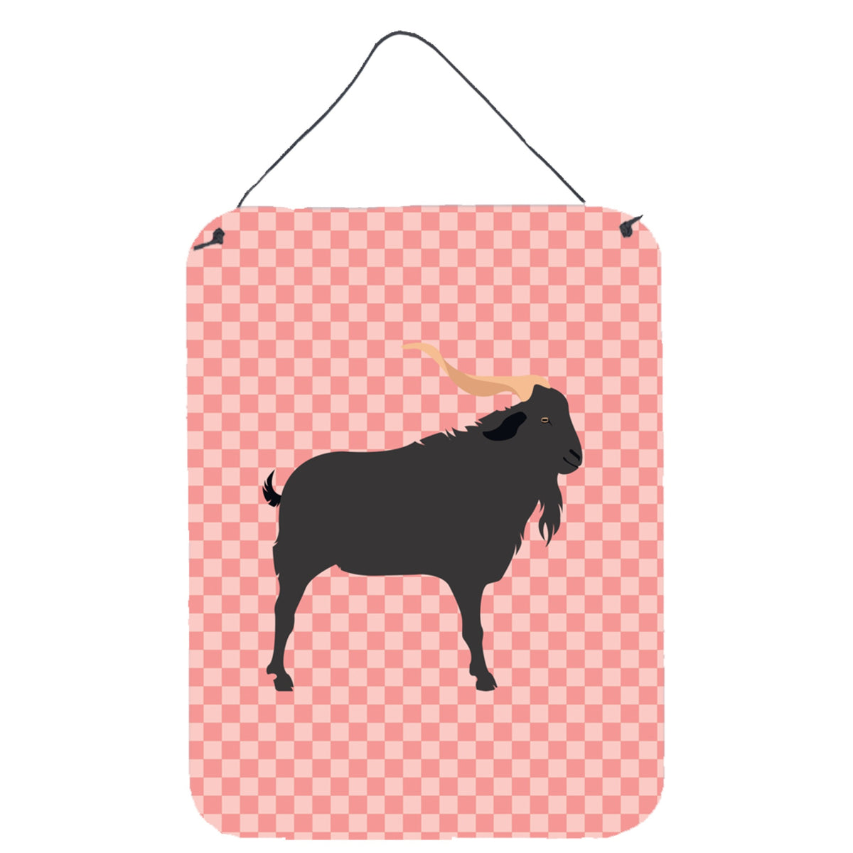 CarolineS Treasures Verata Goat Pink Check Metal Print, 16Hx12W, Multicolor