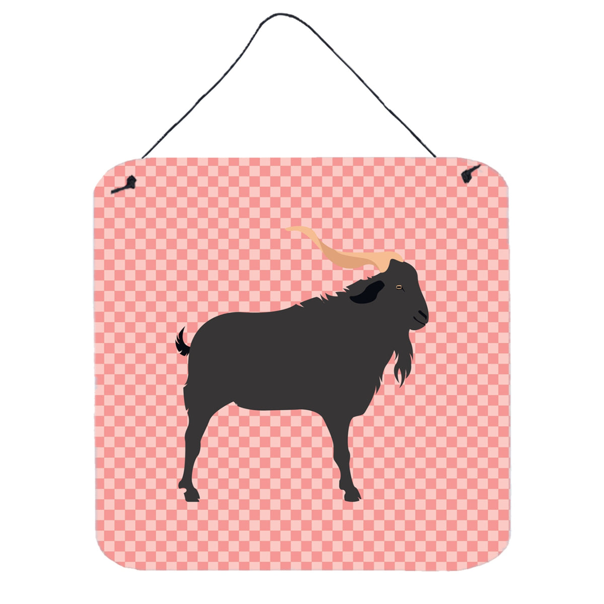 CarolineS Treasures Pink Verata Goat Check Metal Print, 6 Inch  Inch  H X 6 Inch  Inch  W
