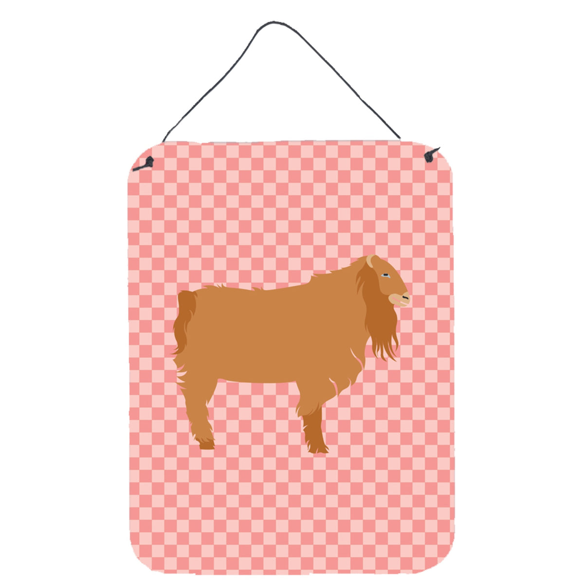 CarolineS Treasures American Lamancha Goat Pink Check Metal Print, 16Hx12W, Multicolor