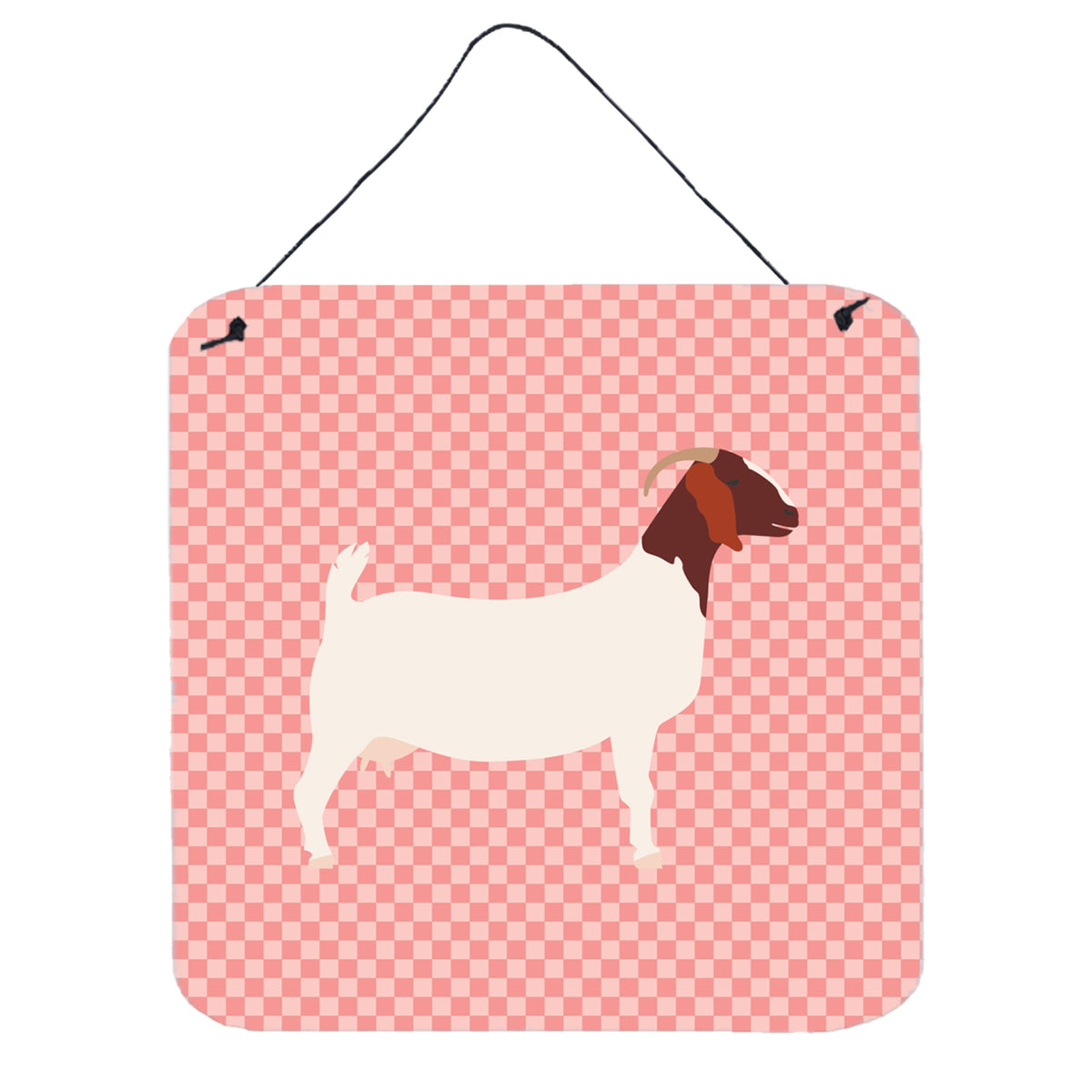 CarolineS Treasures Pink Boer Goat Check Metal Print, 6Hx6W