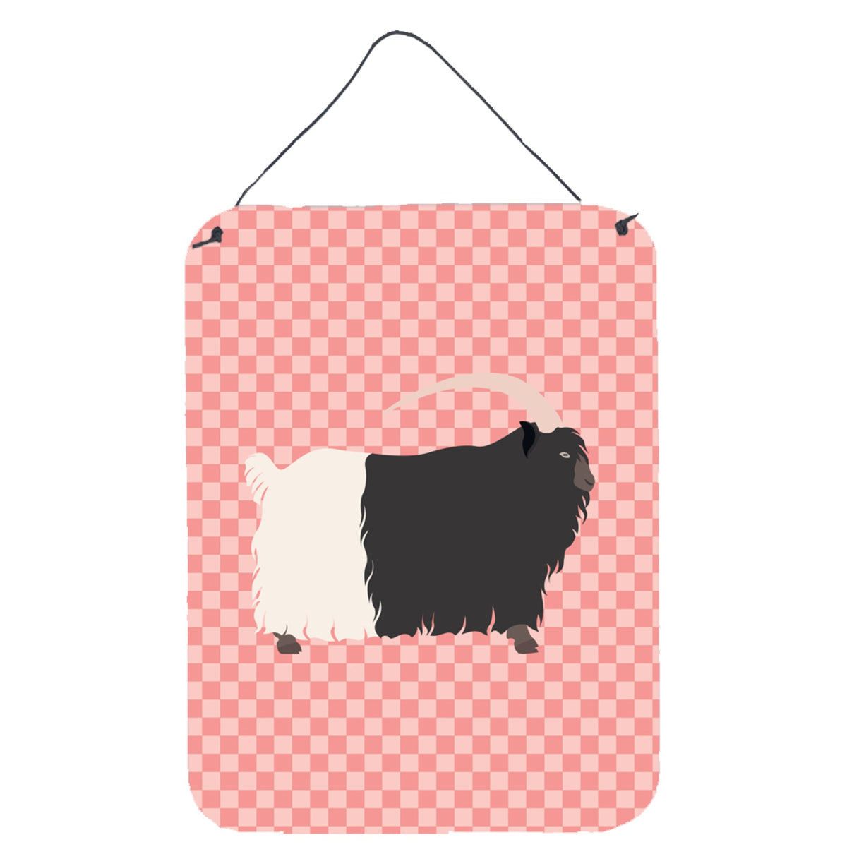 CarolineS Treasures Welsh Blacknecked Goat Pink Check Metal Print, 16Hx12W, Multicolor