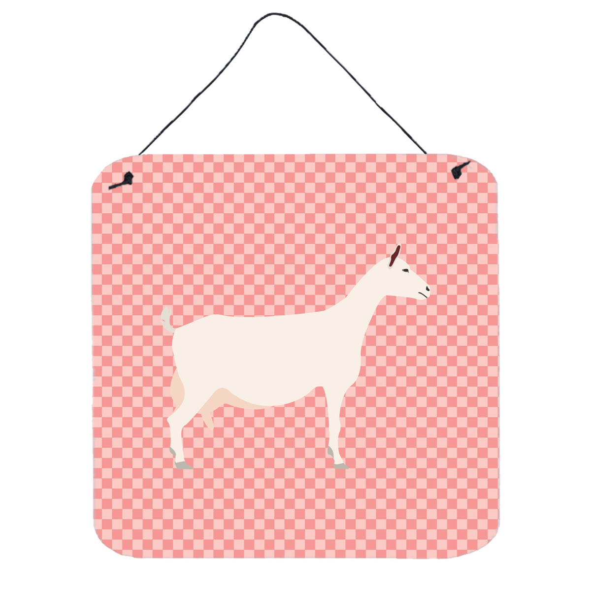 CarolineS Treasures Pink Saanen Goat Check Metal Print, 6 Inch  Inch  H X 6 Inch  Inch  W