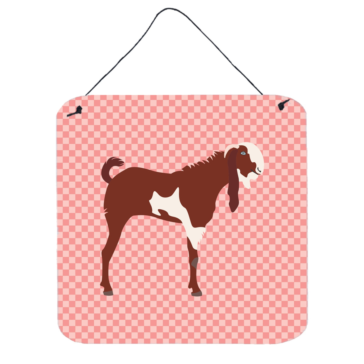 CarolineS Treasures Pink Jamnapari Goat Check Metal Print, 6 Inch  Inch  H X 6 Inch  Inch  W