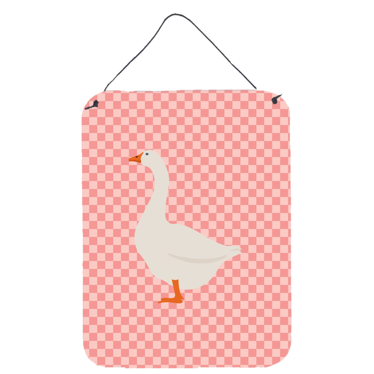 CarolineS Treasures Embden Goose Pink Check Metal Print, 16Hx12W, Multicolor