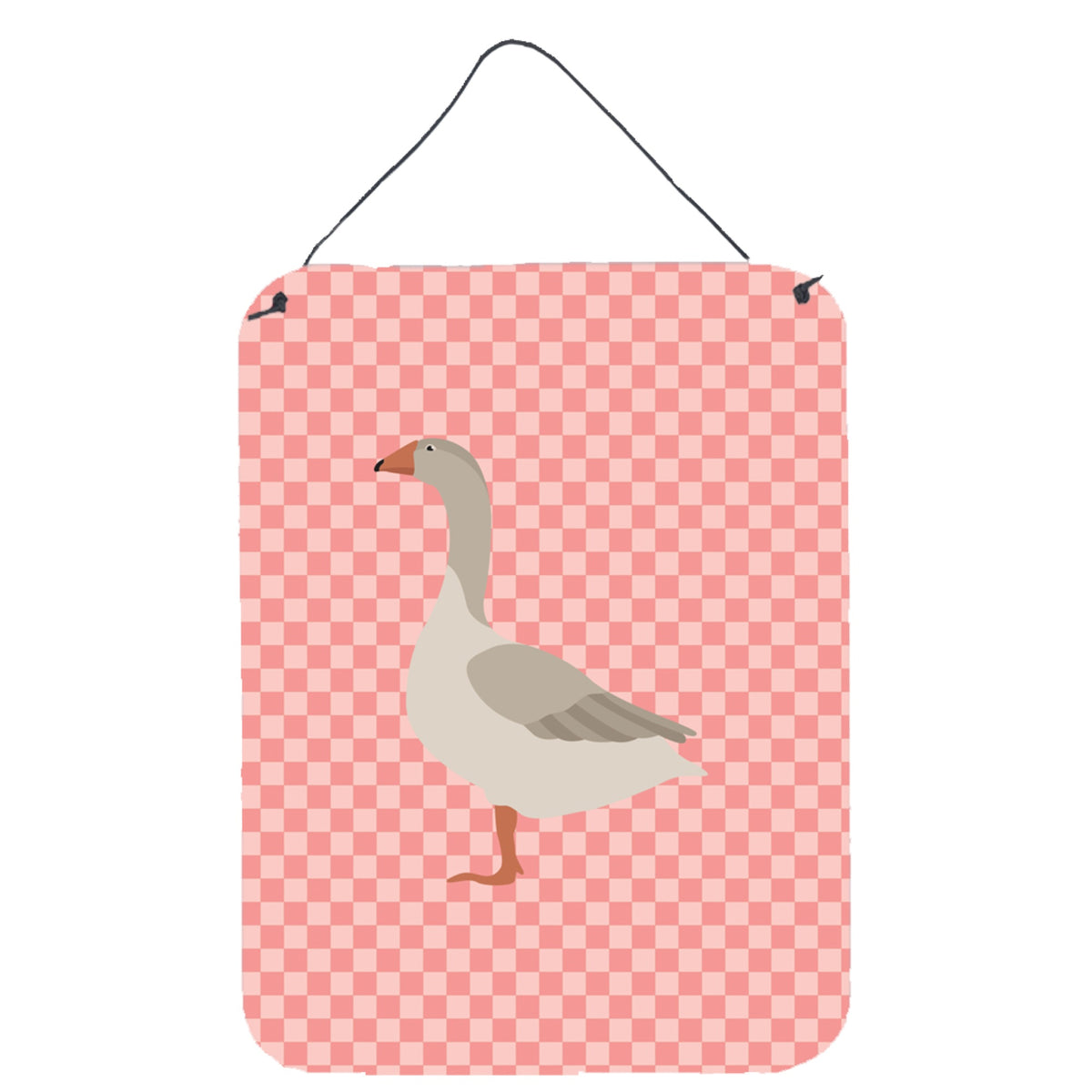 CarolineS Treasures Steinbacher Goose Pink Check Metal Print, 16Hx12W, Multicolor
