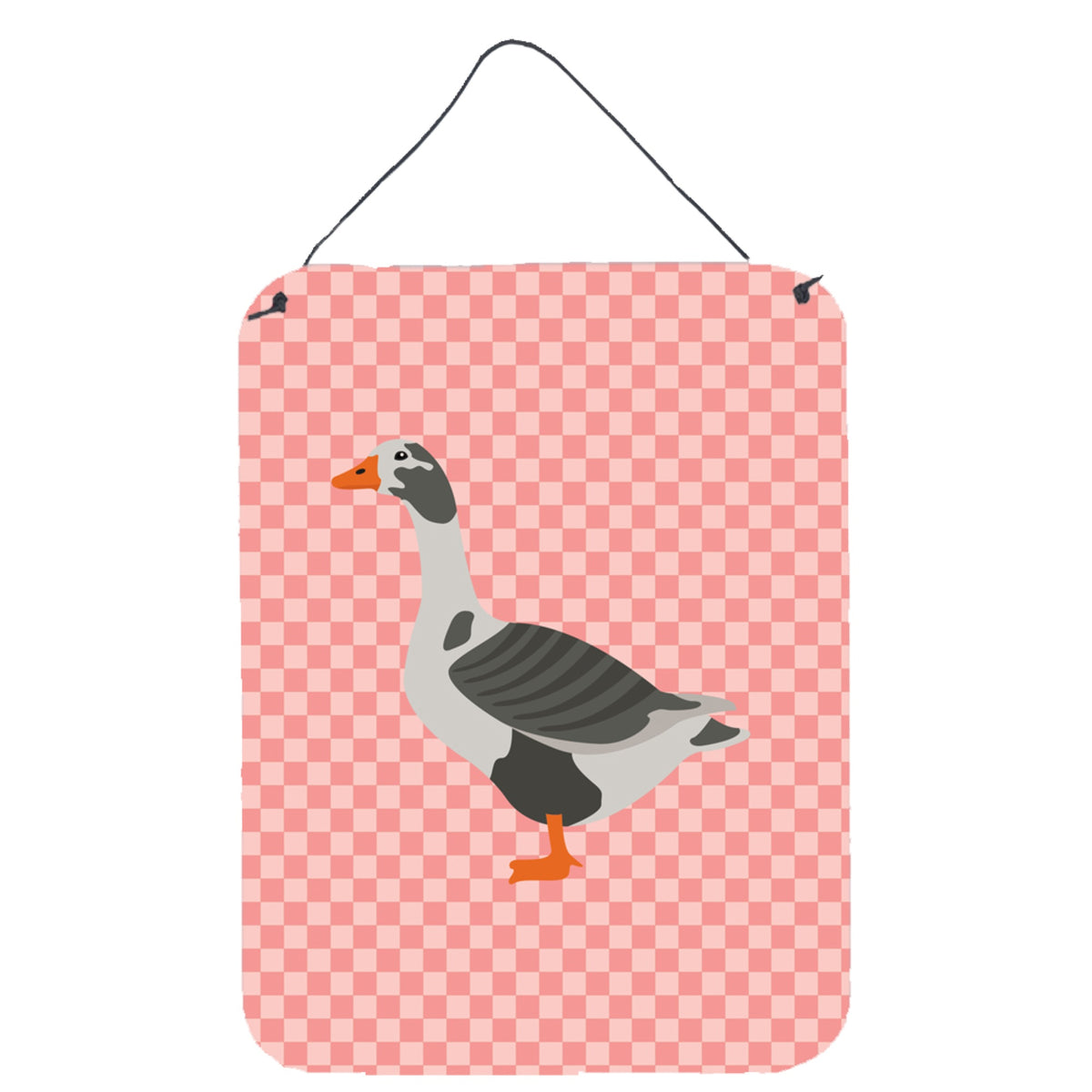 CarolineS Treasures West Of England Goose Pink Check Metal Print, 16Hx12W, Multicolor