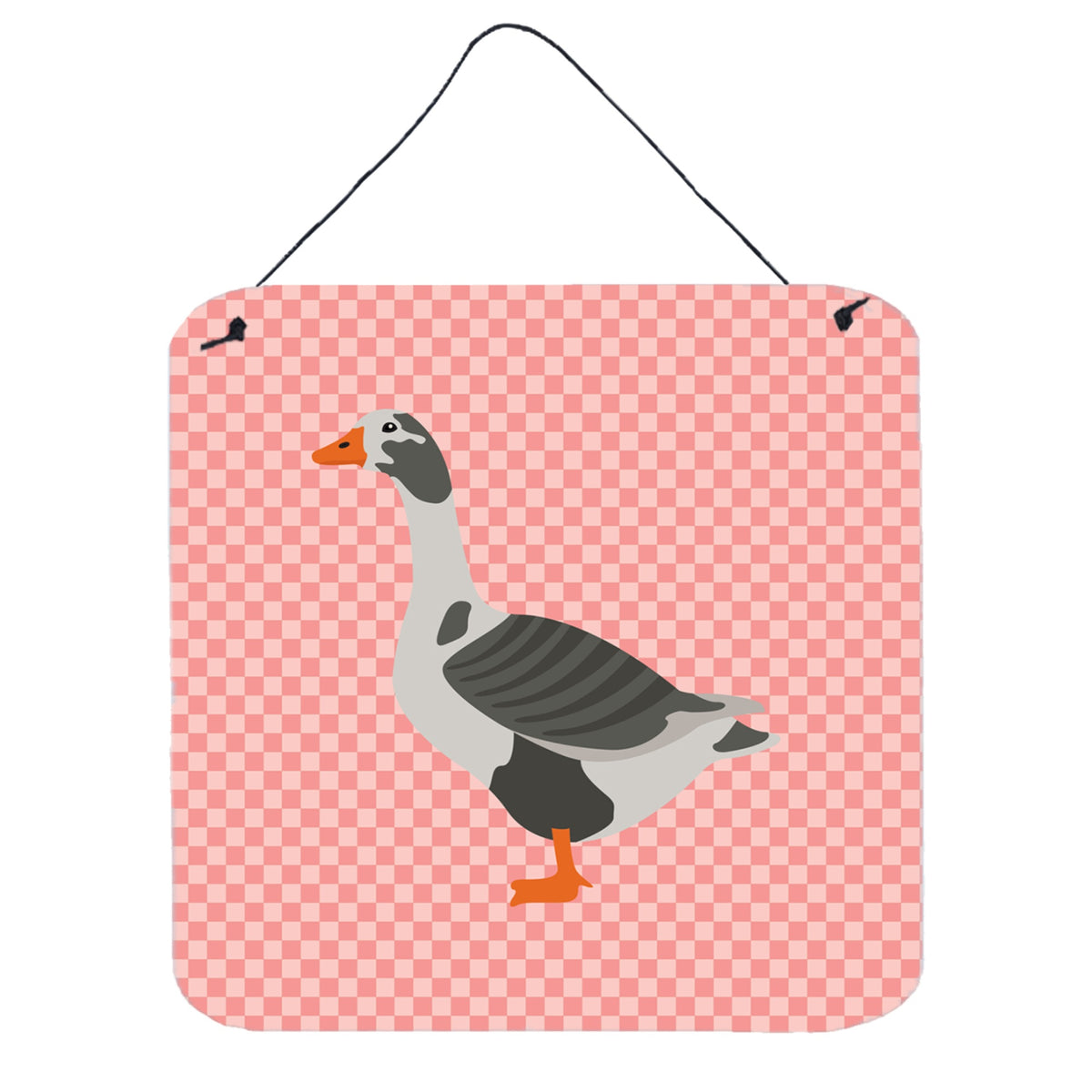 CarolineS Treasures Pink West Of England Goose Check Metal Print, 6 Inch  Inch  H X 6 Inch  Inch  W