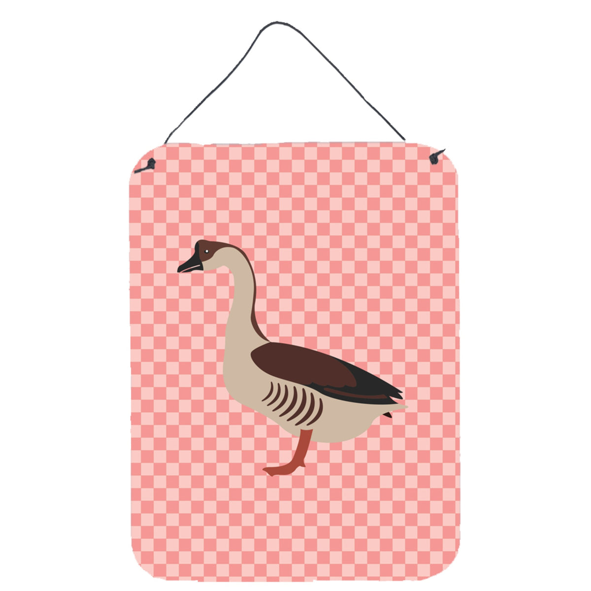CarolineS Treasures Chinese Goose Pink Check Metal Print, 16Hx12W, Multicolor