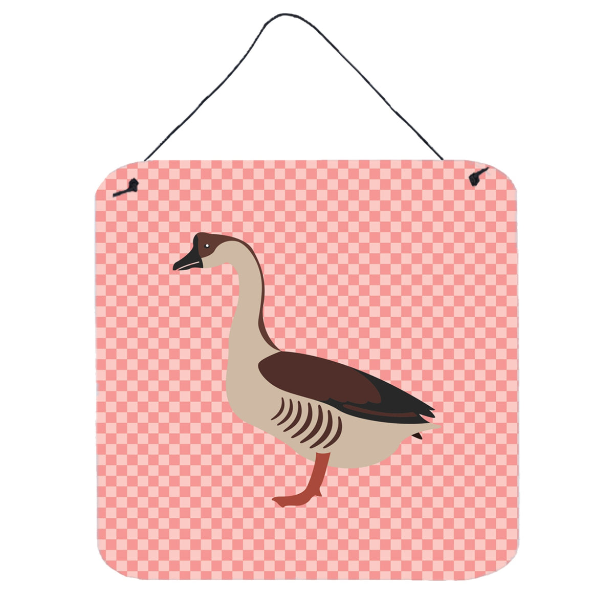 CarolineS Treasures Pink Chinese Goose Check Metal Print, 6Hx6W