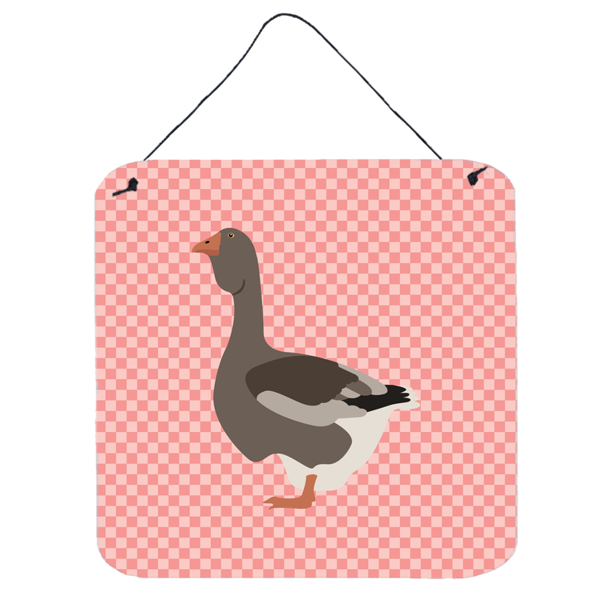 CarolineS Treasures Pink Toulouse Goose Check Metal Print, 6 Inch  Inch  H X 6 Inch  Inch  W